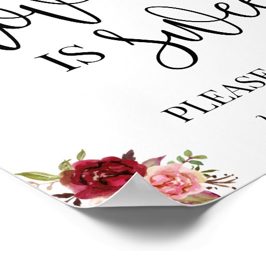 Poster Love is Sweet table dessert mariage signe marsala (Coin)