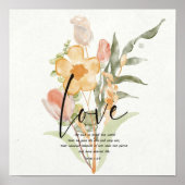 Poster Love-John 3:16 floral orange (Devant)