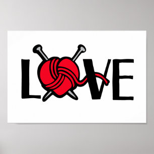 Poster Love Knitters tricot graphique