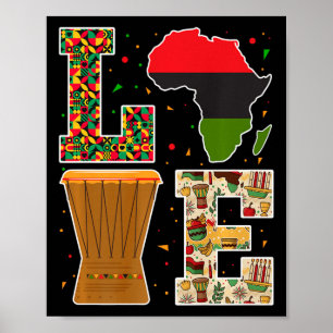 Poster Love Kwanzaa Kinara Célébration du patrimoine afri