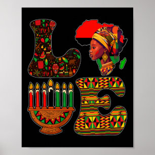 Poster Love Kwanzaa Kinara Principes bougies Pan African
