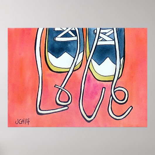Poster Love Laces Aquarelle Chaussure et Peinture Shoelac (Devant)
