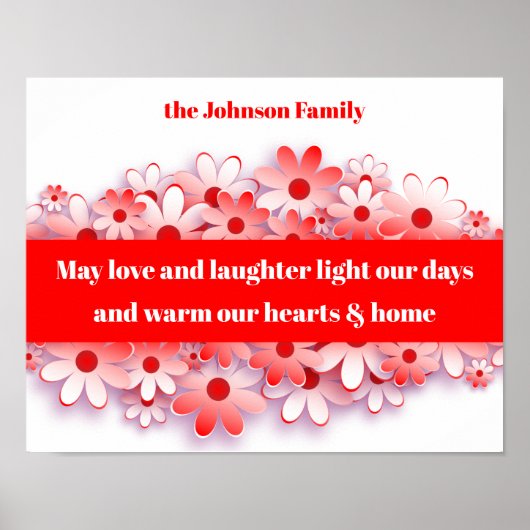 Poster Love & Laughter Warms Hearts & Home Flower (Devant)