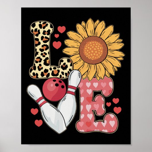 Poster Love Leopard Sunflower Bowling Valentine Bowling P (Devant)