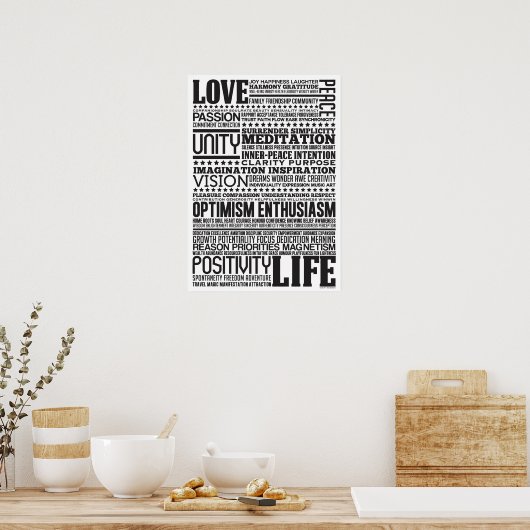 Poster "Love Life" Inspiration Motivationnelle Art Design (Cuisine)