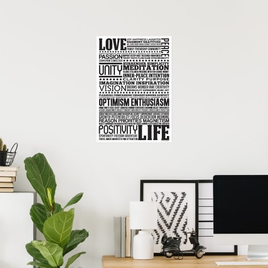Poster "Love Life" Inspiration Motivationnelle Art Design (Bureau à domicile)