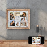 Poster Love Life with You 7 Photo Collage - Marbre gris<br><div class="desc">Collage photo moderne que vous pouvez personnaliser avec 7 de vos photos préférées. Le modèle est configuré pour vous permettre d'ajouter vos photos, en travaillant dans le sens des aiguilles d'une montre en haut à gauche. Vos photos sont mises contre un marbre d'aquarelle design en gris et blanc. Le texte...</div>