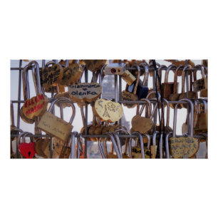 Poster Love Locks et la Tour Eiffel. Paris. France. Poste