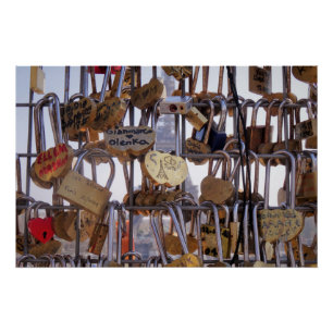 Poster Love Locks et la Tour Eiffel. Paris. France. Poste