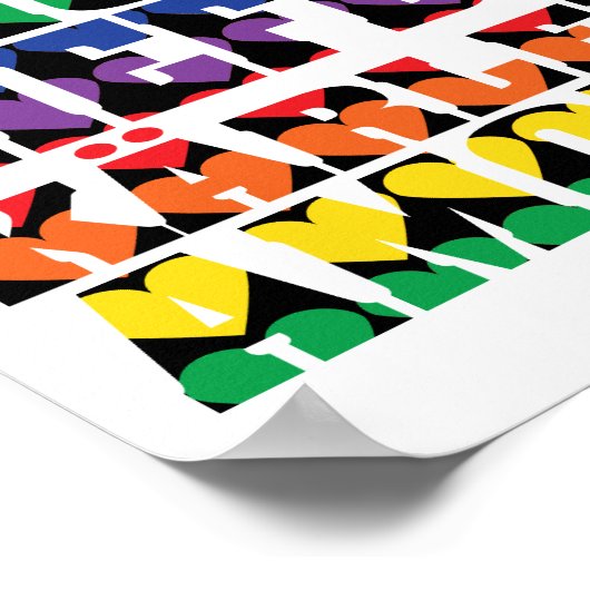 Poster Love Many Languages Rainbow Hearts (Coin)