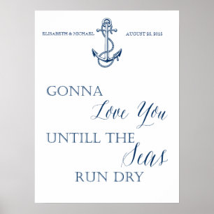 Poster Love Mariage ou Anniversaire, style nautique