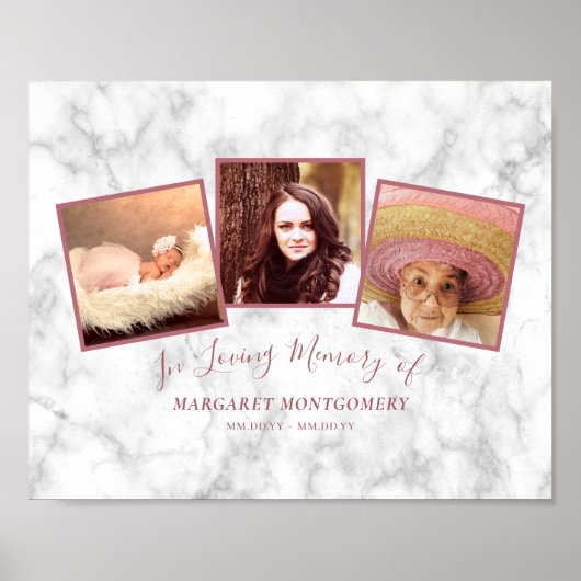 Poster Love Memory Rose Gold rose Marbre Photo Collage (Devant)