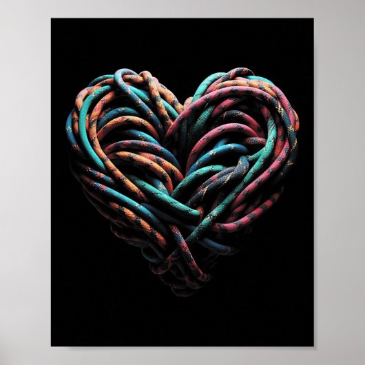 Poster Love Mountain Escalade Rock Climber Heart (Devant)