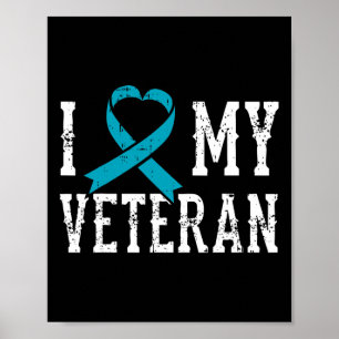 Poster Love My Veteran Turquoise Ribbon Ptsd Outfit Idée