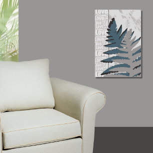 Poster Love Nature Stylisé Grey Feuilles