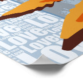 Poster Love Nature Stylisée Bleu & Orange Feuilles (Coin)