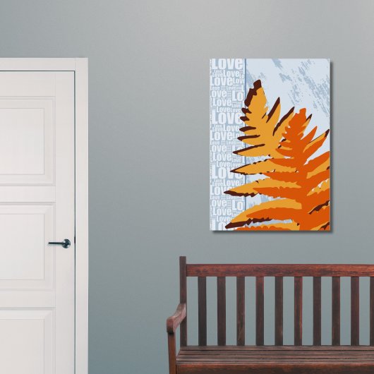 Poster Love Nature Stylisée Bleu & Orange Feuilles
