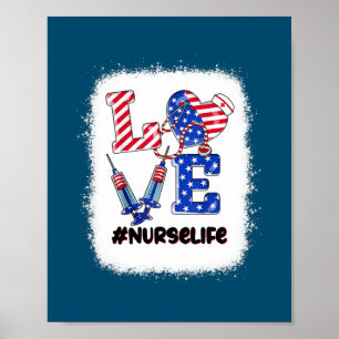 Poster Love Nurse 4 juillet Nurse Life Patriotique Femmes