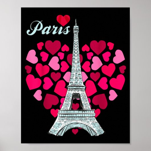 Poster Love Paris Heart Eiffel Tower Souvenir France Fren (Devant)