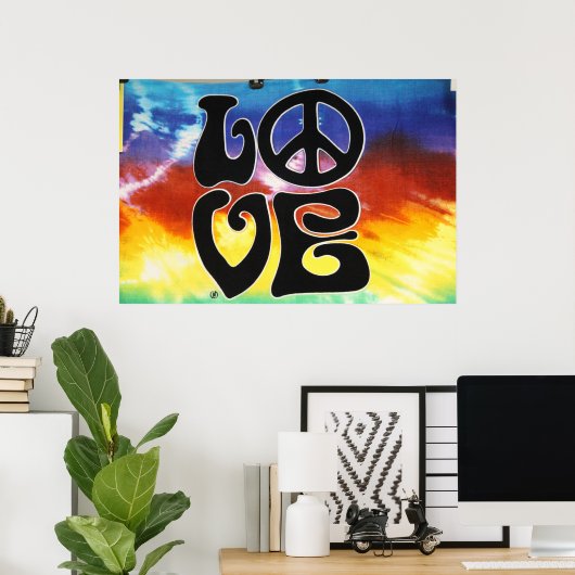 Poster Love & Peace 60s Retro (Bureau à domicile)
