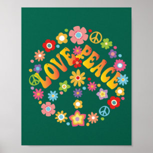 Poster LOVE PEACE FREEDOM 60s les années 70 Tie Dye Vinta