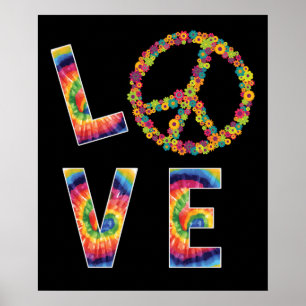 Poster LOVE Peace HIPPIE Costume Cravate Die 60s les ann
