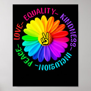 Poster Love Peace Kindness Inclusion Peace Sign Daisy