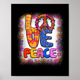 Poster Love Peace Retro 60s & les années 70 Floral Hippie