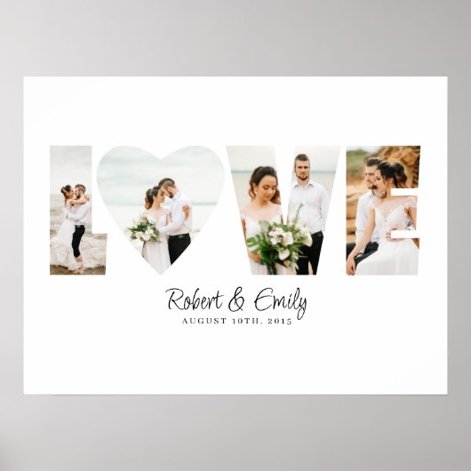 Poster Love Photo Collage 4 Photos Anniversaire Cadeau (Devant)