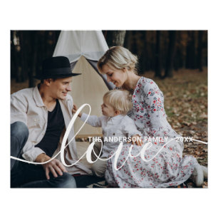 Poster 'Love' Photo de famille personnalisée avec nom per