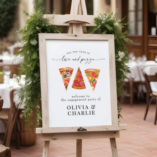 Poster Love & Pizza Bienvenue Mariage