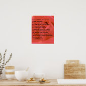 POSTER LOVE POEM SUR ROSE ROUGE (Cuisine)