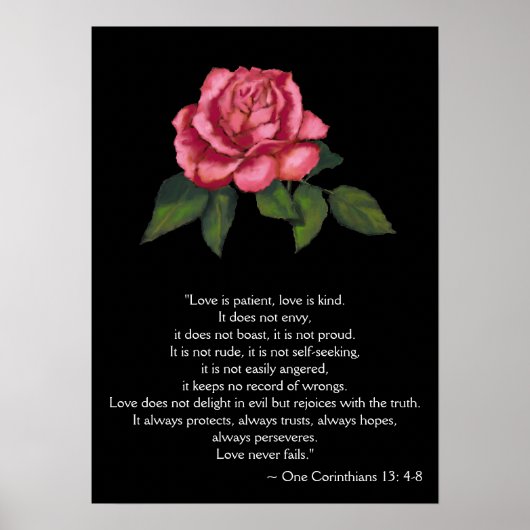 Poster LOVE POSTER/ CORINTHIANS 13 : Rose rose (Devant)