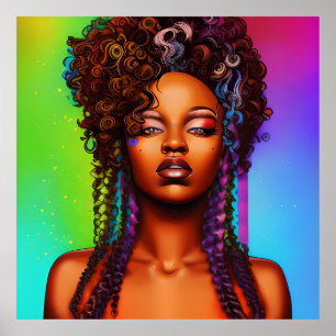 Poster Love Queen Rainbow Cute Cheveux Black Melanin Afro