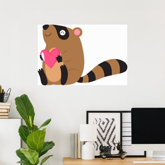 Poster Love Raccoon