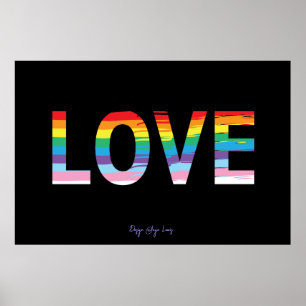 Poster LOVE Rainbow LGBTQIA Drapeau, lettre de fierté Coo