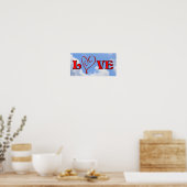 Poster Love Red Heart Blue Sky (Cuisine)