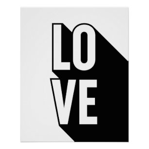 Poster Love Retro Long Shadow Typographie