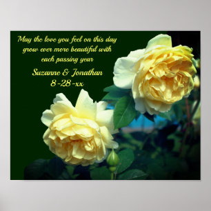Poster Love Rose Flower Mariage personnalisé