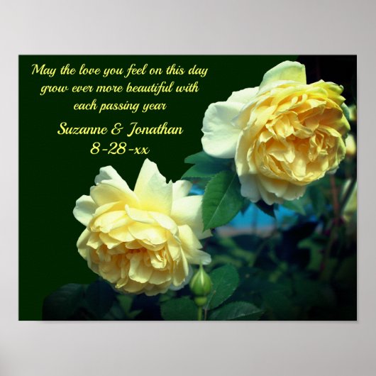 Poster Love Rose Flower Mariage personnalisé (Devant)