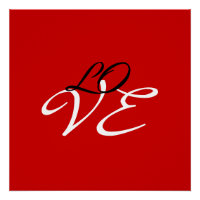 Love Rouge Blanc Noir Couleur Script Calligraphie