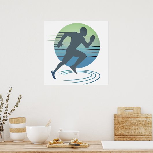 Poster Love Running Marathon Compétitive Runner Custom (Cuisine)