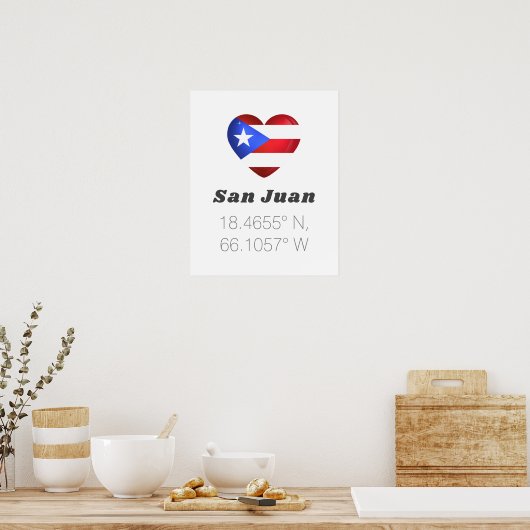 Poster Love San Juan Latitude Longitude (Cuisine)