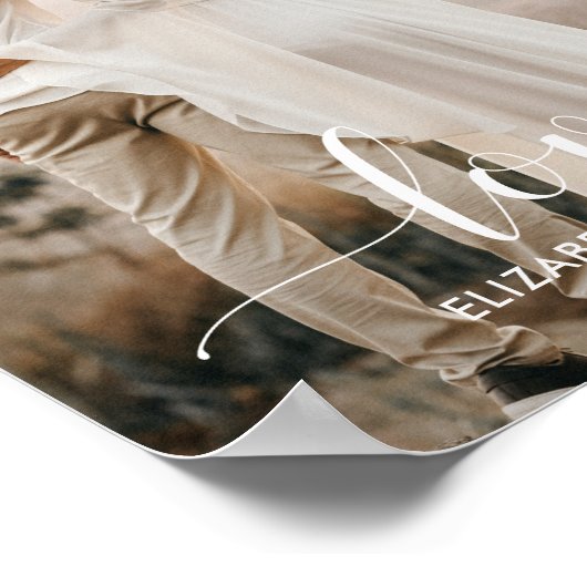 Poster Love Script manuscrit Mariage personnalisé photo (Coin)