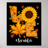 Poster Love Scrub Nurse Life Thanksgiving Automne Carte d (Devant)
