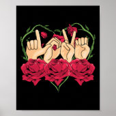 Poster Love Sign Language Rose Coeur ASL Sensibilisation (Devant)
