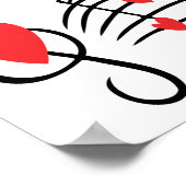 POSTER LOVE SONG MUSIC NOTES CUTE ROUGE NOIR (Coin)
