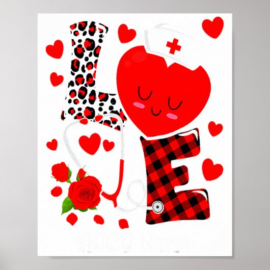 Poster Love Stethoscope Heart Nicu Nurse Valentines Day  (Devant)