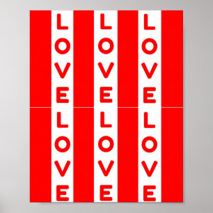 Poster Love texte rouge et blanc