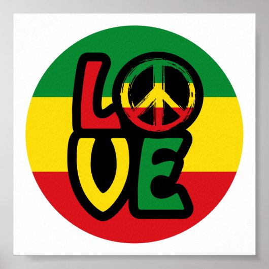 Poster LOVE with peace symbol, reggae style (Devant)